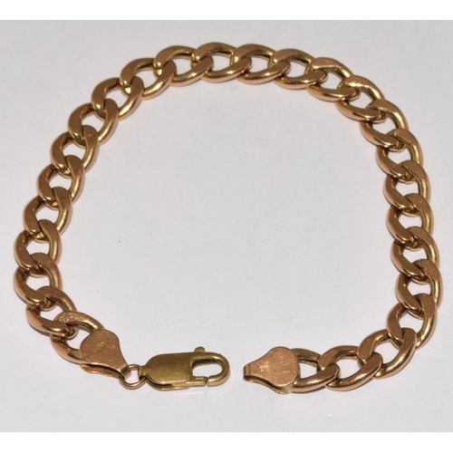 184 - 9ct Gold Flat Link Bracelet, with a Crab Claw Clasp 12g