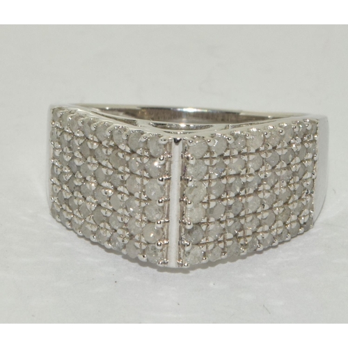 171 - Diamond Silver Ring Containing Approx 130 Diamonds Size S