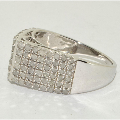 171 - Diamond Silver Ring Containing Approx 130 Diamonds Size S