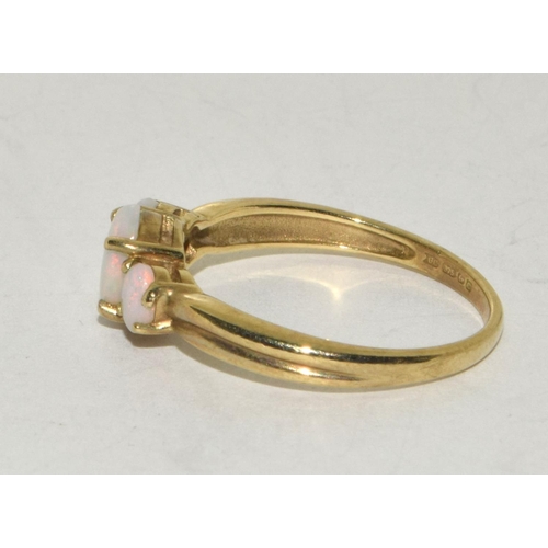 150 - 3 Stone Fire Opal 9ct Gold Ring Size O