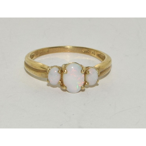 150 - 3 Stone Fire Opal 9ct Gold Ring Size O