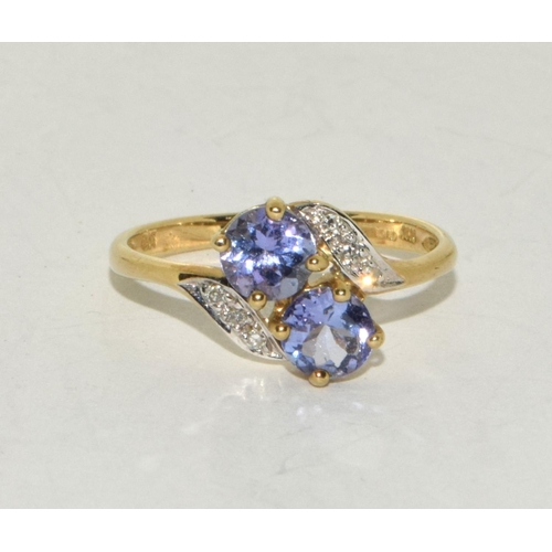 176 - Topaz/Diamond 9ct Gold Ring Size L