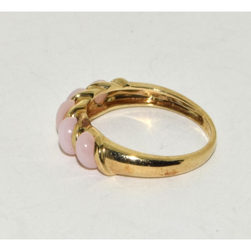 153 - Coral 9ct Gold Ring Size M