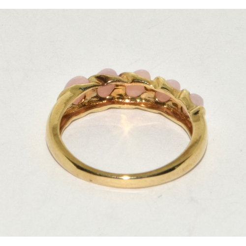 153 - Coral 9ct Gold Ring Size M