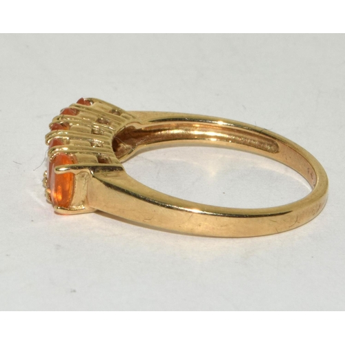 152 - 9ct Gold Ladies 5 Stone Amber Ring. Size N