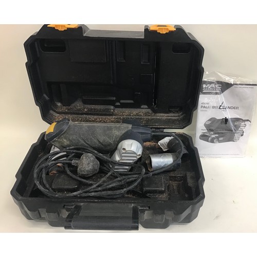 346 - Mac Allister 450W Palm Belt Sander in plastic case with instruction manual.