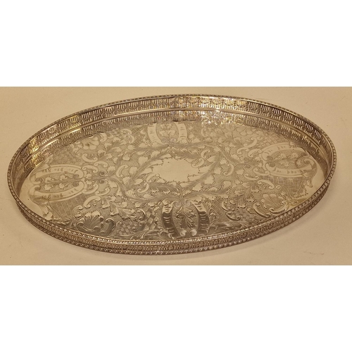 208 - Sheffield Plate large good quality gallery drinks tray 18