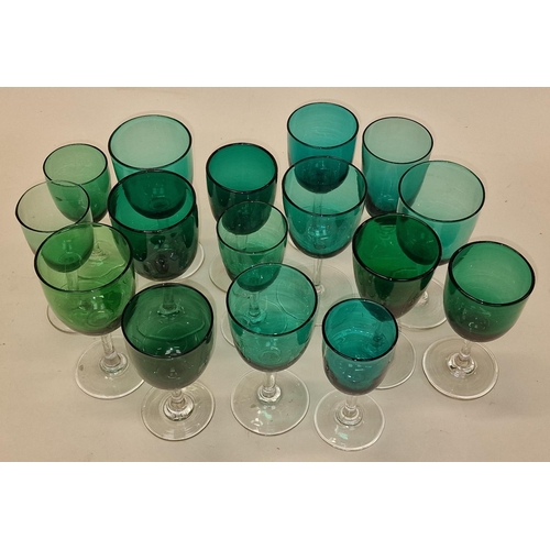 6 - Quantity of assorted green glass drinking glasses (various sizes) (16)