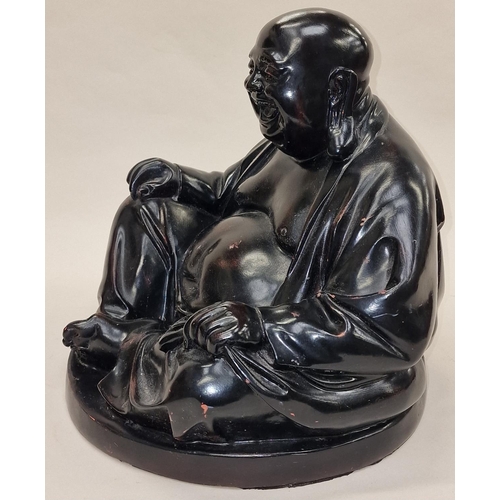 8 - Large contemporary figure of a seated laughing Buddha 34cm wide.