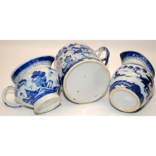 9 - A large collection of early Chinese blue & white export landscape scene porcelain, comprising three ... 