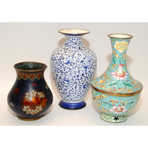 51 - 10 pieces of Chinese cloisonne & enamel.