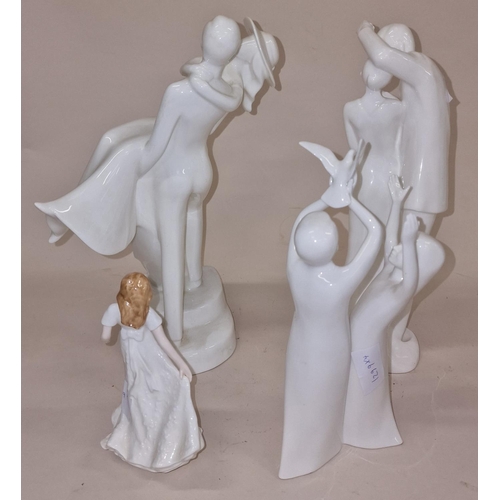 76 - Royal Doulton collection of white porcelain figurines (4).