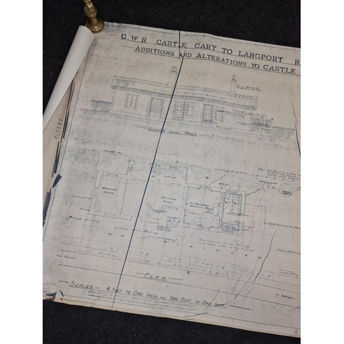 88 - Railway Interest: Original rolled 1936 paper track plans relating to Castle Cary station.