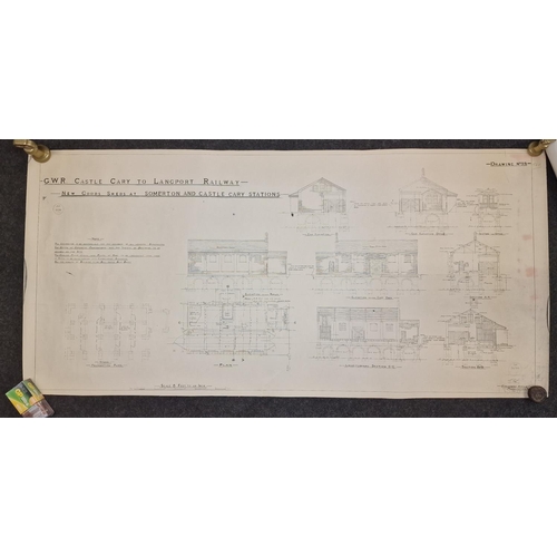 88 - Railway Interest: Original rolled 1936 paper track plans relating to Castle Cary station.