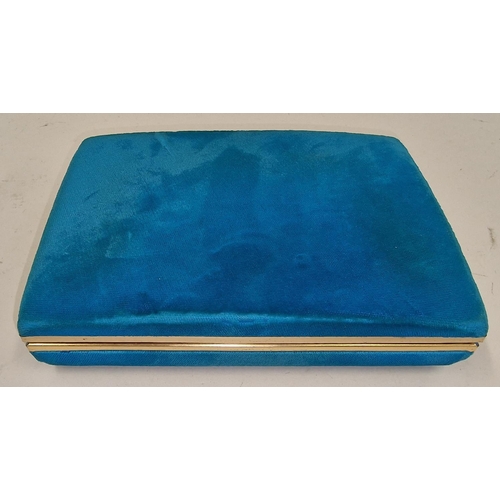 193 - Small blue jewellery box containing a collection of costume jewellery.