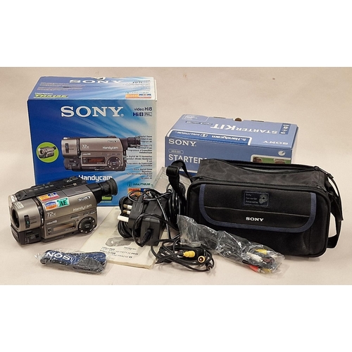 356 - Sony Handycam boxed vintage camcorder together with a boxed starter pack.