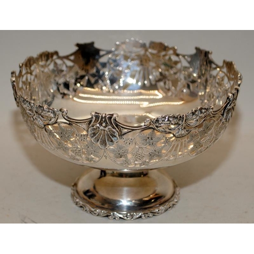 161 - 925 silver H/M  table centre Rose bowl with embossed decoration 11x19cm, hallmarked for Chester 1912... 