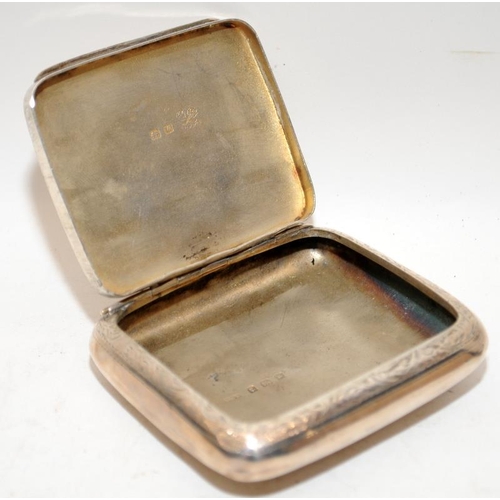 162 - Sterling silver tobacco tin hallmarked for Birmingham 1921, c/w a matchbox holder featuring a stag h... 