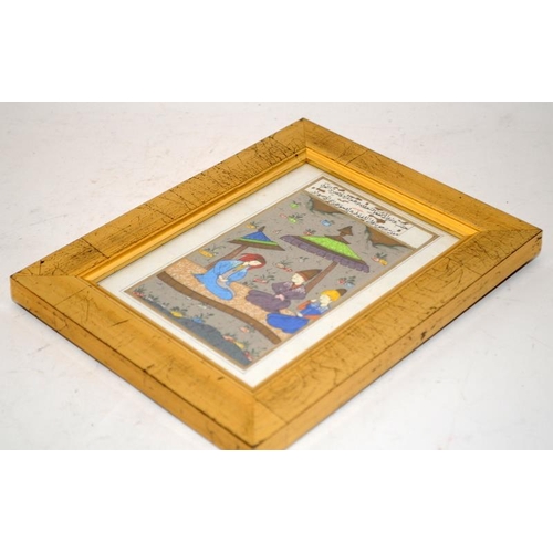 146 - Gilt framed Persian/Islamic illuminated manuscript page taken from the Shahnama. O/all frame size 23... 