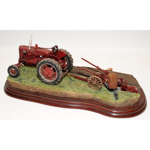 332 - Large Border Fine Arts tableau. 'Tractors - Making Adjustments'. No certificate or box. 33cms across