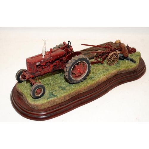 332 - Large Border Fine Arts tableau. 'Tractors - Making Adjustments'. No certificate or box. 33cms across