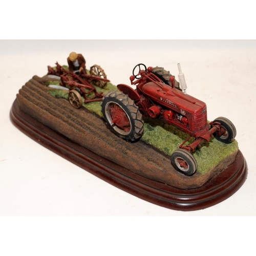 332 - Large Border Fine Arts tableau. 'Tractors - Making Adjustments'. No certificate or box. 33cms across