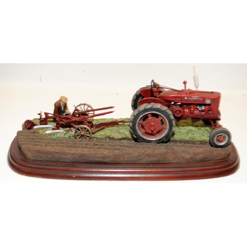 332 - Large Border Fine Arts tableau. 'Tractors - Making Adjustments'. No certificate or box. 33cms across