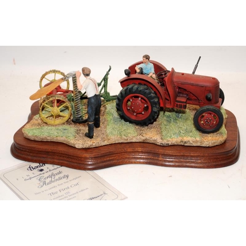 334 - Large Border Fine Arts tableau 'The First Cut'. 220 of 1500. Boxed with certificate. 35cms across