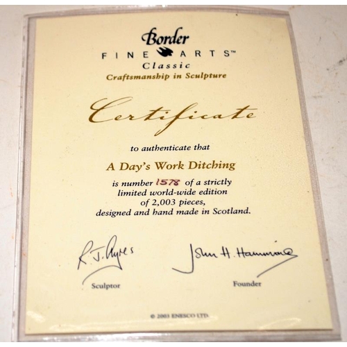 339 - Large Border Fine Arts tableau 'A Day's Work Ditching'. 1578 of 2003. With certificate. 42cms across