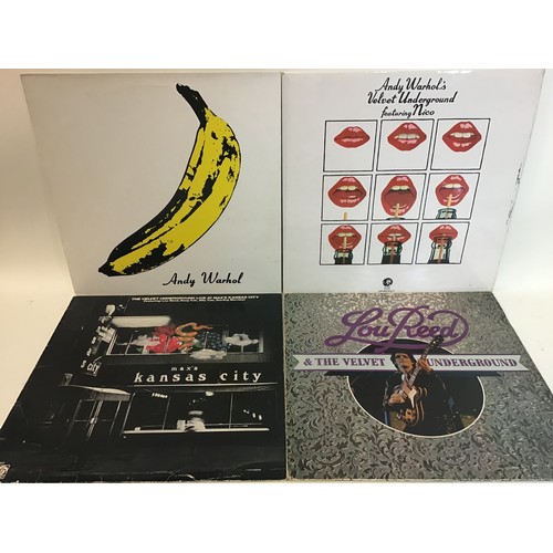 324 - THE VELVET UNDERGROUND VINYL LP RECORDS X 4. Titles here are as follows - Andy Warhol’s Velvet Under... 