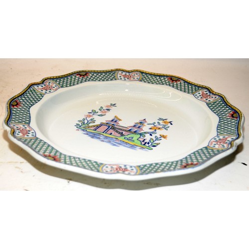 150A - Two Wedgwood platters in the Rouen Chinois pattern with oriental central panel decoration c/w a vint... 