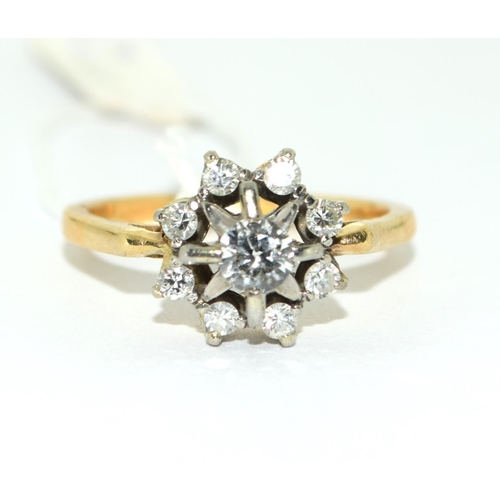 63 - 18cd platinum tested ladies Diamond star cluster ring approx 0.5ct size P