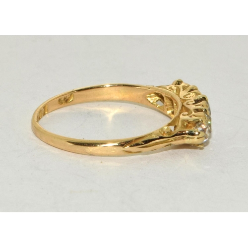 61 - 18ct gold ladies antique set 5 stone Diamond ring approx. 75 points size M