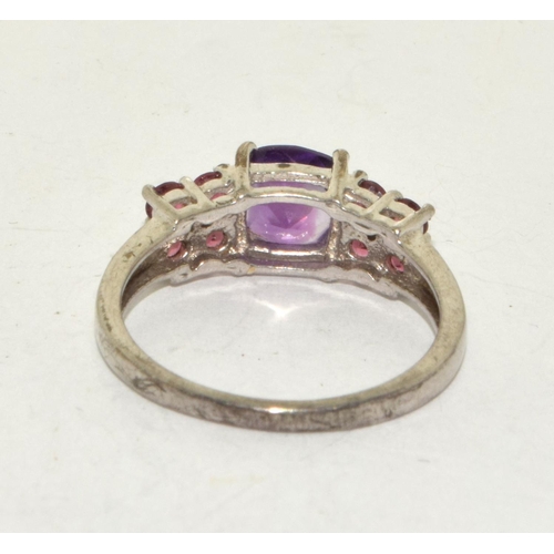 429 - A 925 silver pink and purple stone ring Size R