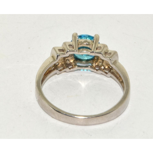 405 - A 925 silver blue Topaz Art Deco style ring Size U