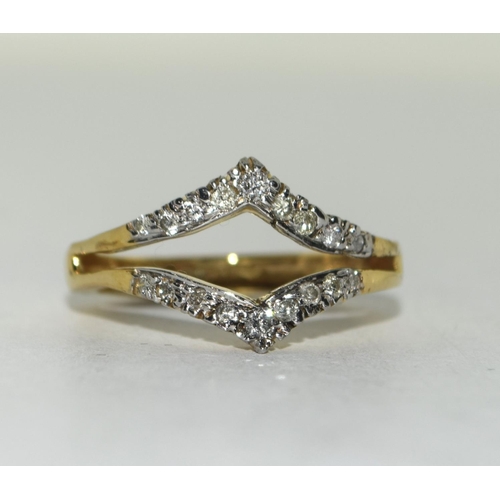 343 - Yellow metal Diamond split ring -approx 20 points. 4g Size Q.