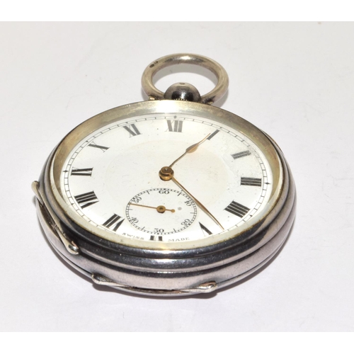 514 - Silver key wound full face pocket watch working when catalogued