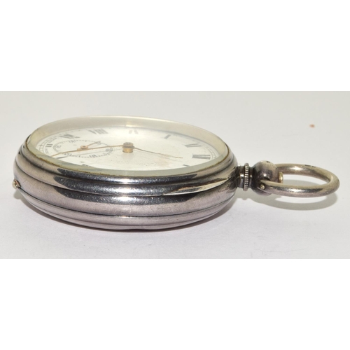 514 - Silver key wound full face pocket watch working when catalogued