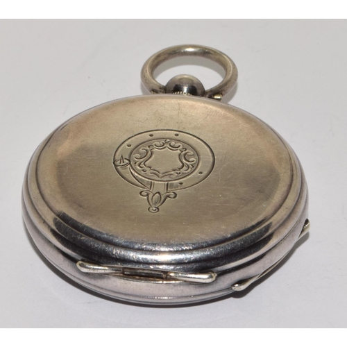 514 - Silver key wound full face pocket watch working when catalogued