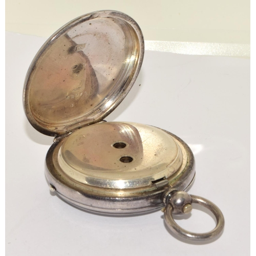 514 - Silver key wound full face pocket watch working when catalogued