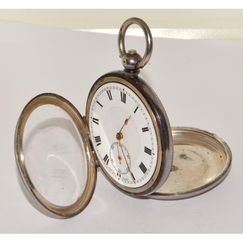 514 - Silver key wound full face pocket watch working when catalogued