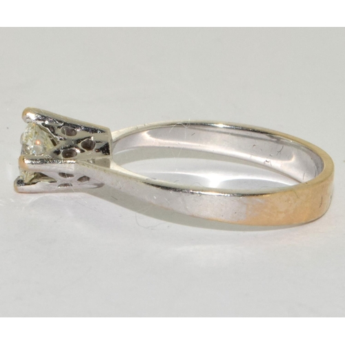 75 - 18ct gold ladies Diamond solitaire ring approx 70 points size M