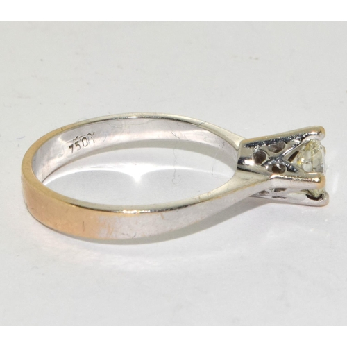 75 - 18ct gold ladies Diamond solitaire ring approx 70 points size M