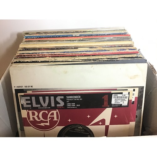 76 - BOX OF VARIOUS VINYL ALBUMS. Contents here include artist’s - Bob Marley - Madonna - Gary Numan - Mi... 