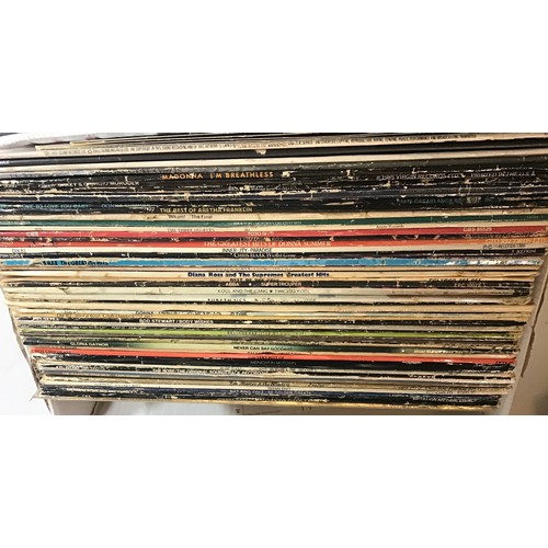 76 - BOX OF VARIOUS VINYL ALBUMS. Contents here include artist’s - Bob Marley - Madonna - Gary Numan - Mi... 