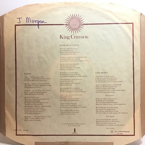 57 - KING CRIMSON VINYL LP RECORDS X 2. First We have on Pink rimmed Island ‘Larks Tongues In Aspik’ ILPS... 