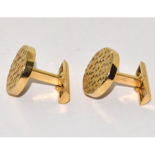 54 - 18ct yellow gold designer cufflinks 18g