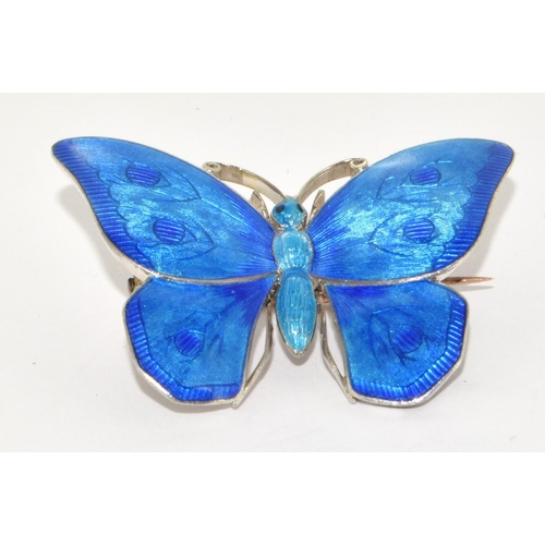 87 - Child and Child Art Nouveau silver and enamel Butterfly Brooch. Makers Sunflower mark on reverse wit... 