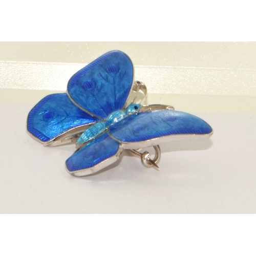 87 - Child and Child Art Nouveau silver and enamel Butterfly Brooch. Makers Sunflower mark on reverse wit... 