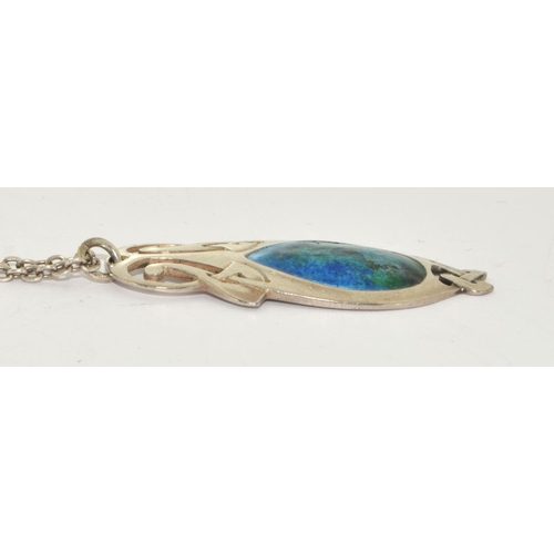 72 - Murrle Bennnett and Co Art Nouveau silver and enamel pendant in an Archibald Knox design. Marked 950... 